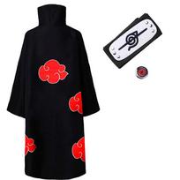 Bilibili Anime Akatsuki Deidara Cosplay Kostiumas Uchiha Itachi Raudonojo Debesies Apsiaustas Chalatas Apsiaustas Galvos Juosta Rekvizitas Helovino Drabužiai Kids 155 (XS) black