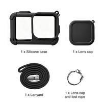For GoPro MISSION 1 / 1 PRO PULUZ Body Silicone Protective Case with Lens Cover & Strap black
