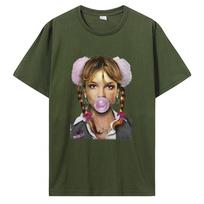 Singer Britney Spears Bubblegum Graphic T-shirt Men Women High Quality Vintage T-shirt Cotton Oversized T-shirt Tops Streetwear XXXXL black
