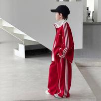 Boys Korean Style Tracksuit Set Long Sleeve Two Piece For Kids 180cm raudona