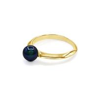 Ring - Pearls & Colors - Freshwater Cultured Pearls 6-7 mm Round - Black Pearl - Yellow Gold 375/1000 - AAA+ Quality - Woman 60