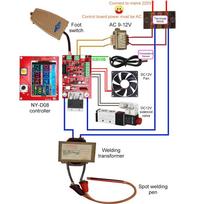 NY-D18 Spot Welding Machine Controller Spot Welder Pneumatic LCD Display with Temperature Sensor for 18611 Battery Repair Tool