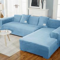 Velvet Sofa Covers Elastic Sectional Couch Cover L Shaped Sofa Slipcovers Case Armchair Chaise Lounge Case For Living Room 1seater 90-140cm gray