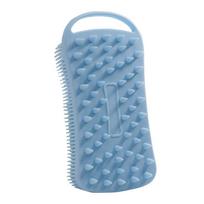 2 viename silikoninis dušo šepetėlis Šveitiklis Minkštas silikoninis galvos odos masažo šepetėlis Dvipusis kūno šepetėlis su putplasčiu odos valymo priemonė mėlyna