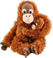 Uni-toys Oranžinio Beždžionės Pliušinis Žaislas Su Kūdikiu, 28 cm