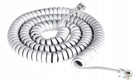 Spiralinis telefono laidas Rj9-w/rj9-w, 15m, baltas