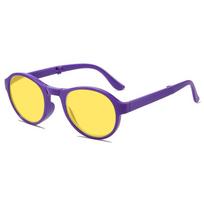 Foldable Night Vision Glasses with Box for Men Women Round Ultralight Blue Light Blocking Eye Protection Eyewear for Driving yellow