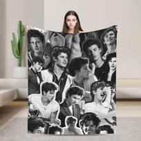 Šilta antklodė suaugusiems Dekoratyvinis reperis Shawn Mendes Mesti antklodę Flanelinė patalynės užvalkalas sofai kėdei Gatvės mados miegamojo sofos užvalkalas 75x90cm black