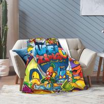 Super Zings pledas, įvairių dydžių, šiltas, jaukus, purus, juokingas Superzings pledas sofai, foteliui ir lovai 75x90cm blue