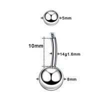 1 vnt. 316L chirurginio plieno bambos auskarai Kristalinis pirsingas Navel pirsingas Auskaras Bambos pirsingas Seksualūs kūno papuošalai Dovana Curved barbell&Navel & Bell Button Rings&Body gray