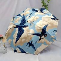 Folding umbrella Flying Swallows and Clouds Pattern Creative portable folding umbrella for Christmas and other holiday white