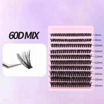 Cross 60D Hot Melt Cluster Individual False Eyelashes - Dense, Realistic European and American Style 10 rows white