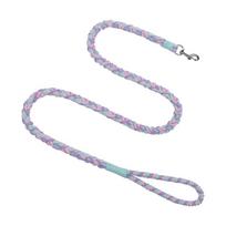 Hand-woven Stylish Cotton Rope Dog Leash Personalized Adjustable Durable Comfort Outdoor Walk Pet Leashes Dog Accessories Girl (as the picture,0.8x160cm) gray