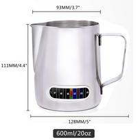 12/20oz Milk Frothing Pitcher with Temperature Display Stainless Steel Milk Frother Pitcher Jug Cup for Latte Art Barista white