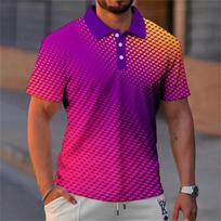 Casual essential! Men's Short Sleeve Polo Shirt, Stylish Dot Pattern M purple