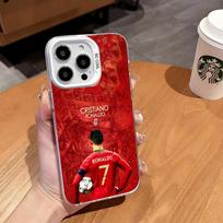 World Cup C Ronaldo Portugal No. 7 red jersey iPhone16 football star Apple 17 all-inclusive PC mobile phone case iphone15pro red