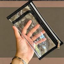 Clear Waterproof Passport Ticket Holder Premium PVC Multi Colors Tear-proof Travel Document Pouch for Solo Travelers A3 black