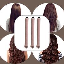 3x Overnight Heatless Curls Gift No Heat Curling Rods for Home Travel Makeup Dark Coffee Pink black