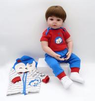 48/60Cm Simulation Baby Doll Cloth Body Reborn Doll Newborn Babies Toy For Girls Toddler Blue Reborn Birthday Prese 48cm blue