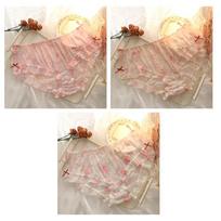 3 PCS Women's Plus Size Underwear Lolita Style Sexy Briefs Sheer Rose Tulle Panties L XL 2XL 3XL 4XL 5XL 5XL įvairiaspalvis