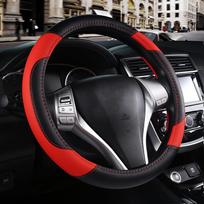 Odinis automobilio vairo užvalkalas, neslystantis automobilio vairo užvalkalas-apsauga, pralaidus orui mikropluošto oda, universalus tinka daugumai automobilių raudona