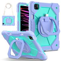 Heavy Duty Case for iPad Pro 11 4th 3th 2th 1th Air 5 4 10.9 Silicone + PC Shockproof Stand Tablet Cover with Shoulder Straps iPad Pro 11 2021 3th