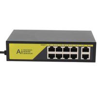 AI POE Switch 8 POE Ports and 2 Uplink 100Mbps High Speed 120W Metal Power Supply Ethernet Network Switch Extend 250M European standard