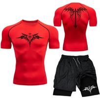 Men's MMA Boxing Compression Set: Quick-Drying Sports Shorts & T-shirt for Running & Exercise. 2XL