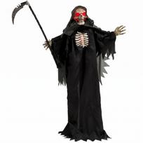 170 cm Halloween Animated Grim Reaper Decoration with Sound and Touch Activation, Glowing Eyes and Chest juoda
