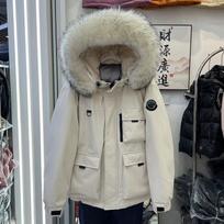 Womens Mid-Length Parka With Real Fox Fur Trim Hooded Down Jacket 50% Duck Warm Winter Coat Outdoor Travel M 120-140 lbs gray