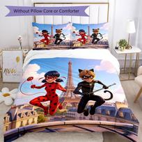 3pcs Ladybug Bedding Set Duvet Cover Closure Includes 1 Duvet Cover & 2 Pillowcases, Soft and Comfortable for All Seasons. 135cmx200cm