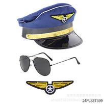 Halloween Costumes Pilot Captain Hat Uniform Bar Accessories Party Cosplay Dress Up Suit Europe America One size fits all gray