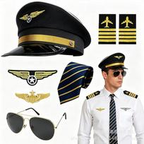 Halloween Costumes Pilot Captain Hat Uniform Bar Accessories Party Cosplay Dress Up Suit Europe America One size fits all