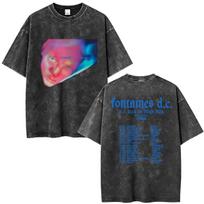 Fontaines D.C.. DOPAMINE Chamber Tour 2026 Vintage skalbinti marškinėliai Vyriški Mados Hip Hop Rock Pop Trumpomis Rankovėmis Marškinėliai Streetwear L gray