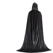 Suaugusiųjų Vaikų Helovino Velveto Apsiaustas su Gobtuvu Viduramžiškas Kostiumas Ragana Wicca Vampyras Helovino Cosplay Kostiumo Apsiaustas 70 black