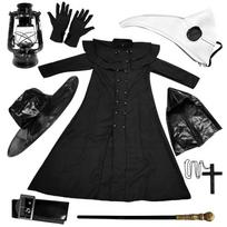 S-5XL Halloween Adult Medieval Steampunk Plague Doctor Costume Crow Long Beak Bird Outfit 3XL black
