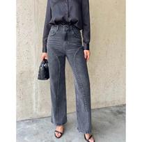Fashion Rivet Street Style Denim Straight Leg Pants XL pilka