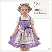 Vaikų Dirndl suknelė Bavariškas Oktoberfest padavėjos kostiumas Poliesteris Bordo 150cm violetinė