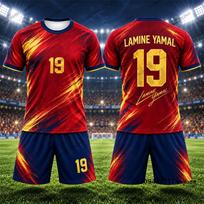 2026 Children's Tracksuit Football Jersey Yamal #19 Print T-shirt+Shorts Sets Spain Fans Suit Sports Kids/Adult 2 Piece Outfits 140
