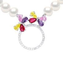 Necklace - Pearls & Colors - Freshwater Cultured Pearls 6-7 mm Semi-Round - White Pearl - 925 Sterling Silver - Woman