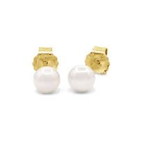 Earrings - Pearls & Colors - Freshwater Cultured Pearl - White Pearl - Yellow Gold 375/1000 - AAA+ Quality - Woman