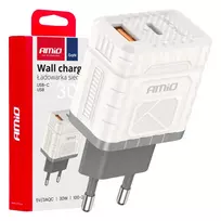 Amio -04286 travel charger | 30W | QC, GaN | USB-A, USB-C