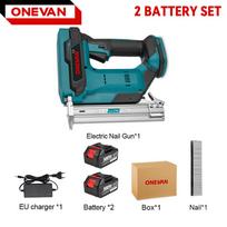 ONEVAN F30G Elektrinis vinis kala pistoletas viniavasis stapleris karkasinis viniavasis tackeris baldų stapleris medžio apdirbimo įrankis Makita 18V baterijai 2xBattery-EU PLug