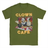 Vintage Terrifier Clown Cafe Art the Clown T-Shirts Men Crewneck 100% Cotton T Shirts  Short Sleeve Tee Shirt Gift Idea Clothing 3XL gray