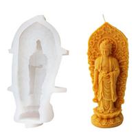 Multifuntional Silicone Molds Artistic Molds Buddhas Shape Silicone Candle Molds Easy Demolding Mold for Making Candle white