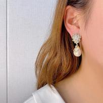 Women'S Light Luxury Pearl Zircon Earrings Medium To Long Water Droplet Pendant Design Sense Jewelry Accessories beige