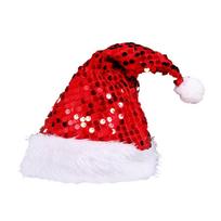 Christmas Santa Hats with Furry Brim Caps New Year Party Cosplay Accessories raudona