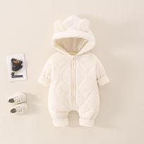 Cozy Baby Cotton Onesie - Thickened Autumn/Winter Crawling Suit 90 cm smėlis