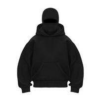 Šiltas Vėjo Nepraleidžiantis Unisex Balaklava Su Gobtuvu Slidininko Kaukė Priekinė Kišenė Megztinis Su Gobtuvu Bėgimui Lauko Sportui Gatvės S juoda