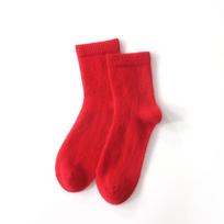 Unisex Cashmere Mid-Calf Socks: Warm, Odor-Resistant, Sweat-Absorbing, Thick Knit for Autumn/Winter. One Size ryškiai raudonos spalvos